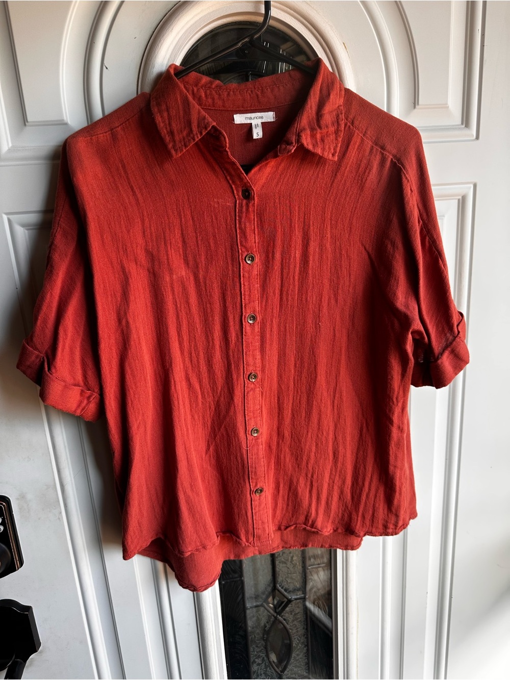 Maurices Men's Short-Sleeve Button-Down Shirt in Rust